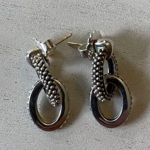 LAGOS Double Oval Hoops Drop Caviar Earrings